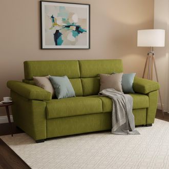 Dmora Divano Letto 3 Posti Trino, Sfoderabile, Contenitore Made In Italy, Lavabile, 225x95 Cm Verde