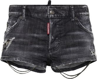 Dsquared2 chain black denim hot pants - women - Cotton - 38
