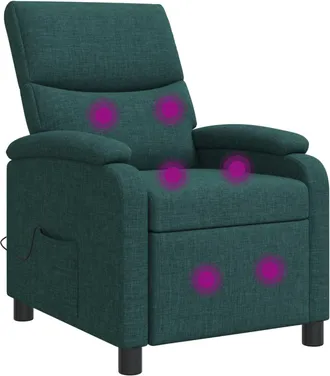 vidaXL Silla De Masajes Reclinable Verde Oscuro Tela Vidaxl