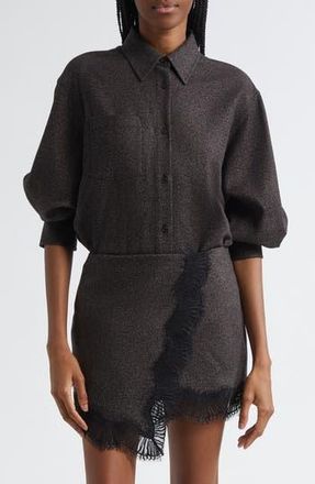 A.L.C. Spence Wool Blend Long Sleeve Shirt in Ganache at Nordstrom Rack, Size X-Large