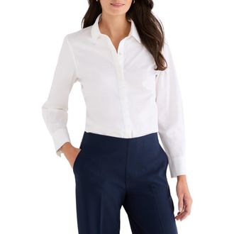 Nic+Zoe Pintuck Stretch Cotton Button-Up Shirt in Paper White at Nordstrom, Size Xx-Large