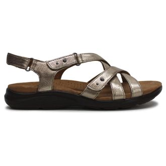 Clarks Kitly Go Leather Womens Hook and loop Sandals - Metallic - Size:UK 6.5