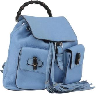 Gucci Pre-owned Vintage Rugzak - Dames - Vintage Rugzakken - Blauw - ONE Size - Leer - Vintage