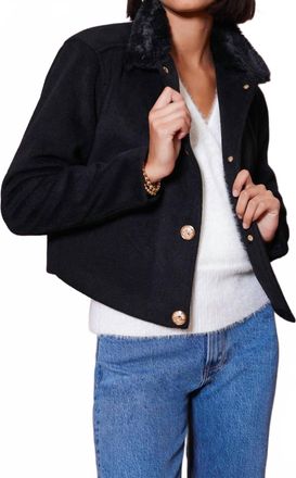 Bishop + Young Lily Fur Collar Jacket In Black