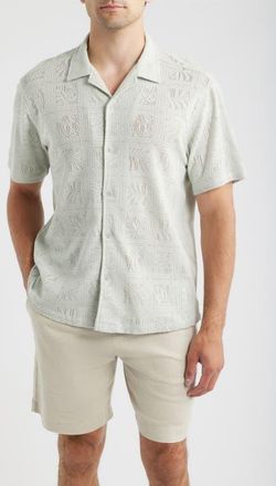 Tori Richard Tile Cabana Camp Shirt in Mist at Nordstrom, Size Xx-Large