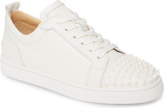 Christian Louboutin Louis Junior Spikes Sneaker in White/white at Nordstrom, Size 44