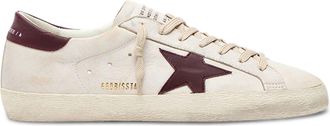 Golden Goose Low-Top Leather Sneakers with Burgundy Accents