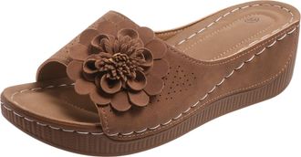 Generic Womens Mules with Heel, Pumps, Womens Orthopaedic Shoes, Wedge Sandals, Flower Sandals, Peep Toe Slippers, Slides, Summer Shoes, Non-Slip Slippers, Su