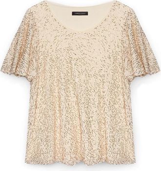 Fiorella Rubino Geborduurde Jersey T-shirt - Dames - Blouses - Geel - XL - Overhemden