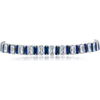 Jardin Baguette Crystal Tennis Bracelet in Blue/Silver at Nordstrom Rack, Size 7.5
