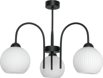 OEM L&aacute;mpara De Techo Colgante Negra Con Pantalla De Cristal Blanco 15-262 Rollo