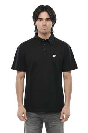 Palm Angels Black Logo Shirt Collar Polo