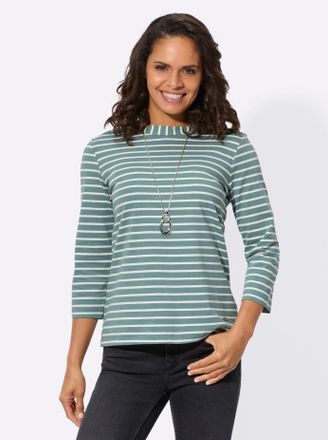 Casual Looks 3/4-Arm-Shirt CASUAL LOOKS Ringelshirt, Damen, Gr. 36, gr&uuml;n (jade), 95% Baumwolle, 5% Elasthan, gemustert, gestreift, mehrfarbig, U-Boot-Ausschnitt, S