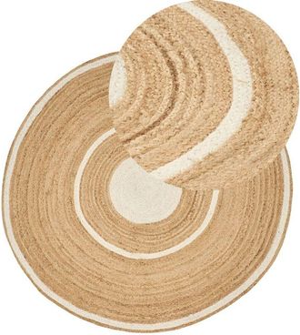 Beliani Rug HALFELI Beige &oslash; 140 cm Jute