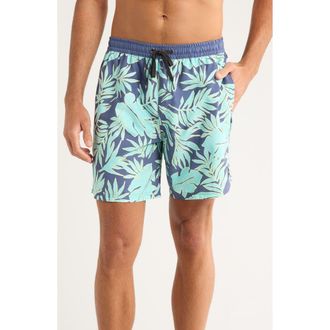 Quiksilver Everyday 17 Trippin Palm Water Repellent Swim Trunks in Graystone at Nordstrom, Size Large