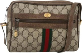Gucci Pre-owned Cross Body Bags, female, Beige, Size: ONE SIZE Pre-owned Vintage GG Canvas Shoulder Bag