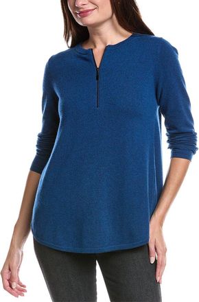 Fort&eacute; Cashmere Pleat Back 1/4-Zip Cashmere Sweater