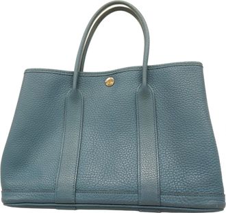 Herm&egrave;s Blue Country Leather Tote Bag (Pre-Owned)