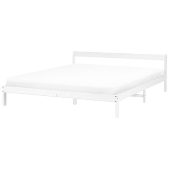 Beliani Cama Con Somier Estilo Minimalista De Madera De Pino 180 X 200 Cm Blanco Madone