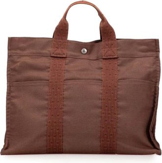 Hermès 1990-2010 Cabas Herline MM canvas shopper - Bruin