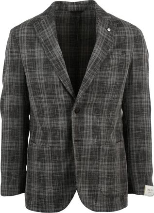 L.B.M. 1911 Brown Wool Cotton Polyamide Rounded Blazer