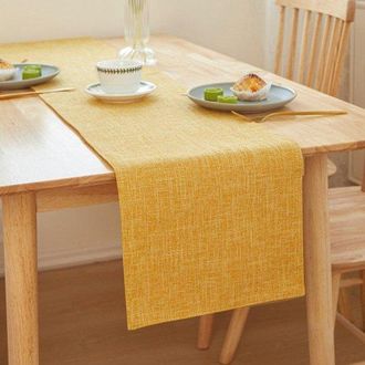 OEM Camino De Mesa De Lino Para Uso Dom&eacute;stico, 30x180 Cm, Camino De Mesa De T&eacute; Bellamente Elaborado - Amarillo Dorado