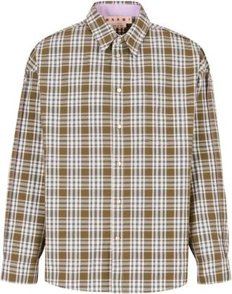 Marni Plaid Button-Up Shirt - Heren - Casual Overhemden - Veelkleurig - L - Katoen - Overhemden