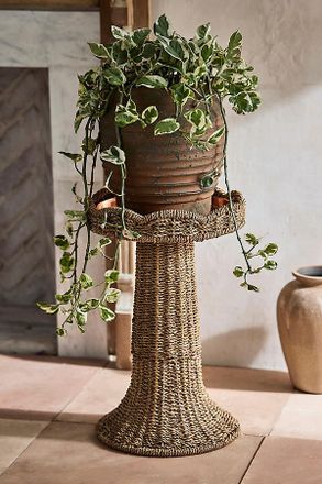 Terrain Scalloped Wicker Plant Stand