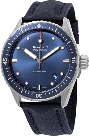 Blancpain Pre-owned Blancpain Fifty Fathoms Bathyscaphe Automatic Blue Dial Mens Watch 5000-0240-O52A