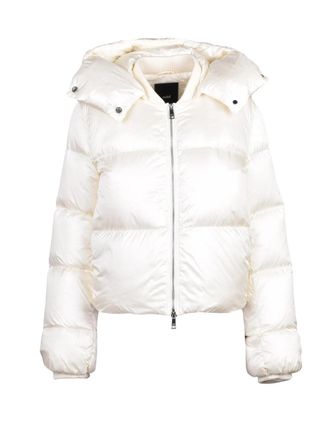 Add Short Down Jacket with Removable Hood and Glossy Finish