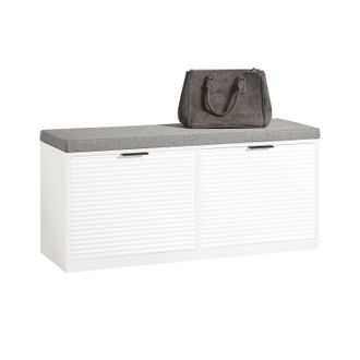 SoBuy Banco Zapatero Con 2 Solapas Armario Multifuncional Para Entrada Con Acolchado Coj&iacute;n 105 X 35 X 48 Cm Blanco Fsr147-w Sobuy Es