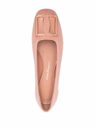 Ferragamo Embossed-Logo Plaque Flat - Pink