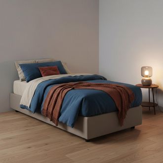 Talamo Italia Dmora - Cama Individual Dfazzin, Cama Contenedor Con Revestimiento De Tela, 100% Made In Italy, Apertura Frontal, Adecuado Para Colch&oacute;n Cm 90x190, T&oacute;r