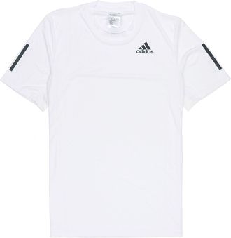 adidas Mens adidas Solid Color Stripe Sports Breathable Round Neck Short Sleeve White T-Shirt HP1999