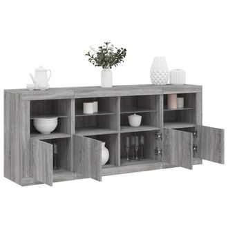 Berkfield Home Sideboard with LED Lights Grey Sonoma 163x37x67 cm | Size: 163 x 37 x 67 cm