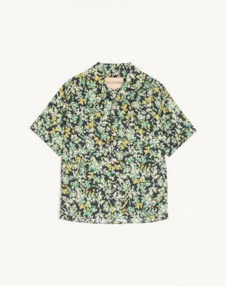 Valentino Valentino Cotton Poplin Bowling Shirt With Papier Floral Print