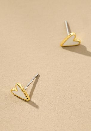 Uncommon James White Heart Stud Earrings