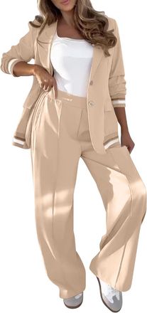 Generic Co Ord Trouser Sets for Women Airport 2 Piece Cord Sets Womens UK Ladies Jogging Suits Elegant Wedding Guest Travel Outfits Petite Tracksuits Wide Leg