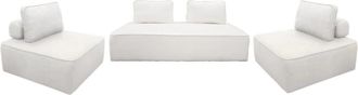 Sweeek Sof&aacute; modular en tejido borreguito, 4 plazas, crema