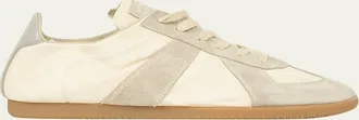 Maison Margiela Mens Replica Napa Leather and Suede Low-Top Sneakers