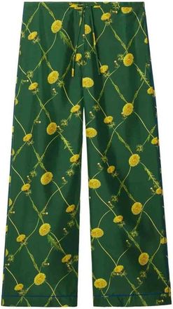 Burberry Zijdebroek met Dandelion Print - Dames - Wijde Broeken - Veelkleurig - S - Broeken