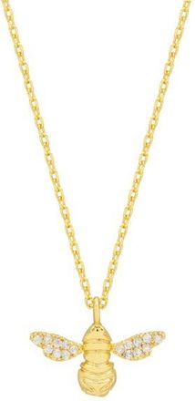 Estella Bartlett Sparkle Wings Bee Pendant Necklace in Gold Plated at Nordstrom