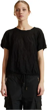 Cynthia Rowley Crinkle Knit Short Sleeve Top in Black at Nordstrom, Size X-Small