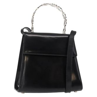 Ferragamo Gancini Leather Black Leather Handbag (Pre-Owned)