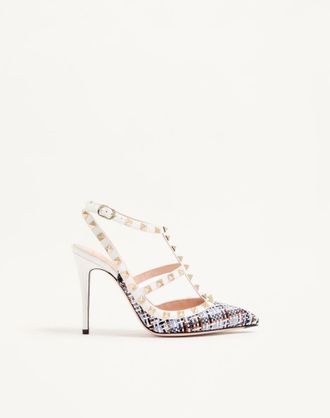 Valentino Garavani D&eacute;collet&eacute; Rockstud In Tessuto Intrecciato 100Mm Donna BIANCO/MULTICOLOR 36.5