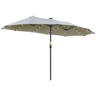 OUTSUNNY Sombrilla doble 450x265x240 cm gris claro