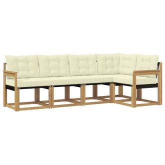 vidaXL Conjunto De Sof&aacute;s De Exterior Con Coj&iacute;n 5 Pcs Blanco Y Crema Vidaxl