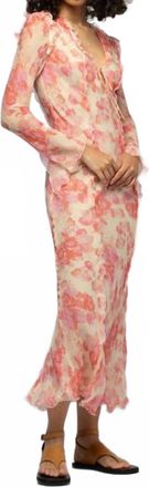 Max & Moi Razia Long Flower Print Maxi Dress With Ruffles In Coral