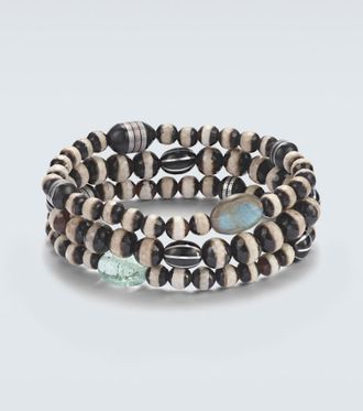 Ileana Makri Set of 3 beaded bracelets with gemstones