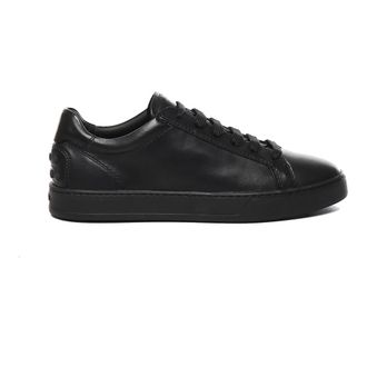 Tod's Schoenen, Heren, Zwart, 39 EU, Leer, Zwarte Leren Sneakers met Rubberen Zool